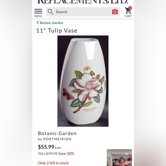 Portmeirion The Botanic Garden White Vase with Magnolia Design - Picture 5 of 9